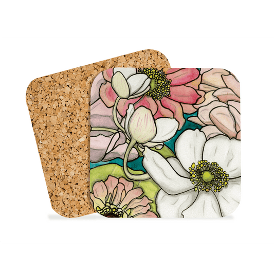 PinkPolish Design Coasters "Garden Window Floral #2" Drink Coaster