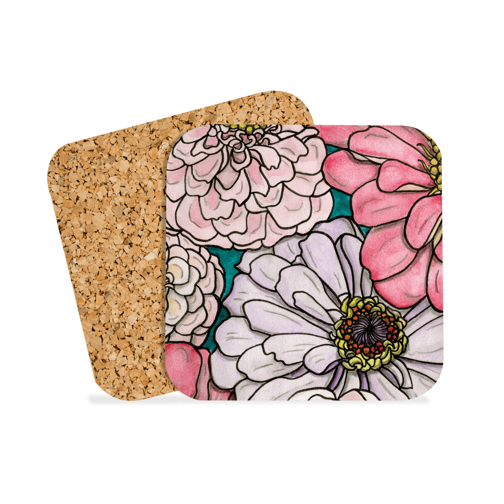 PinkPolish Design Coasters "Garden Window Floral #3" Drink Coaster