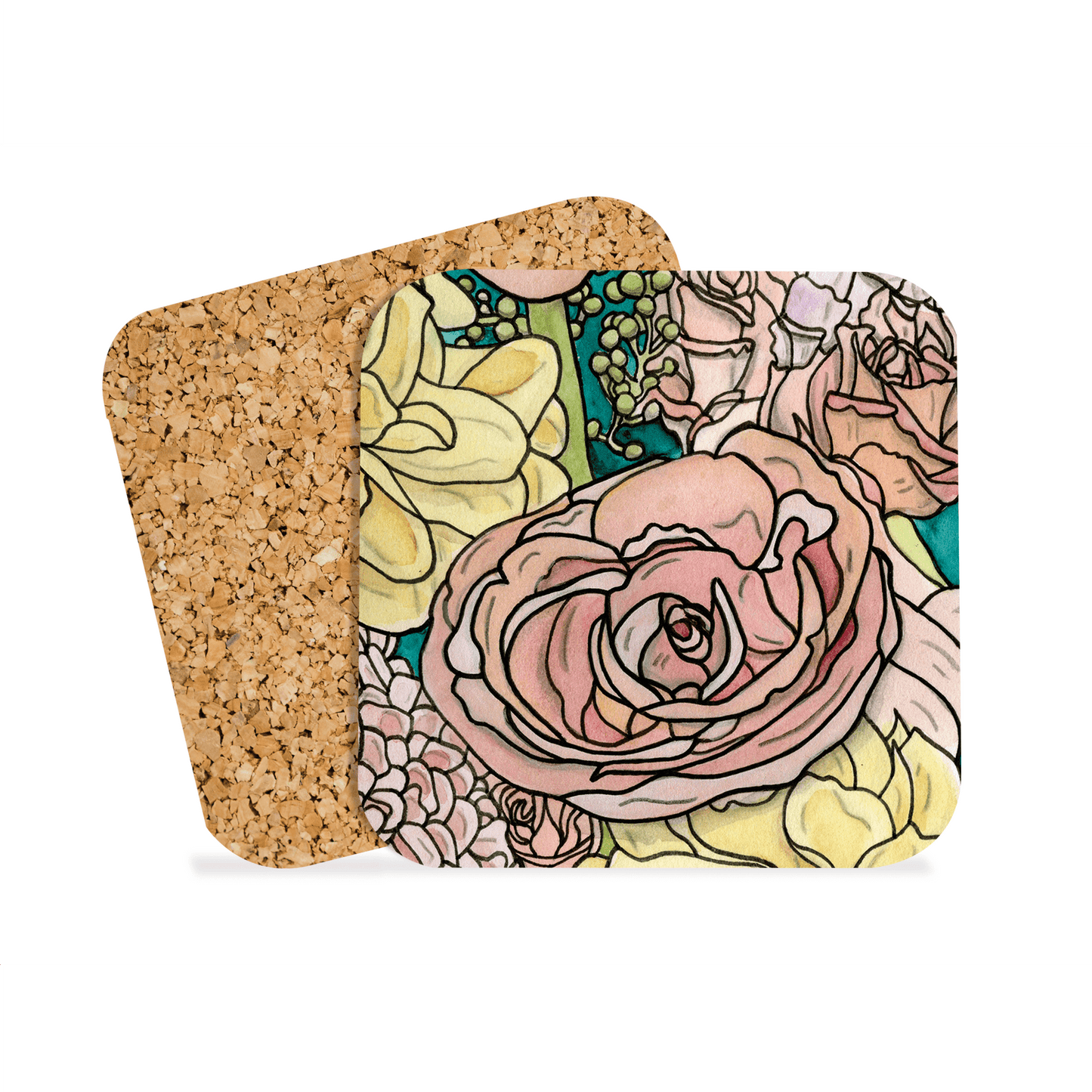 PinkPolish Design Coasters "Garden Window Floral #4" Drink Coaster