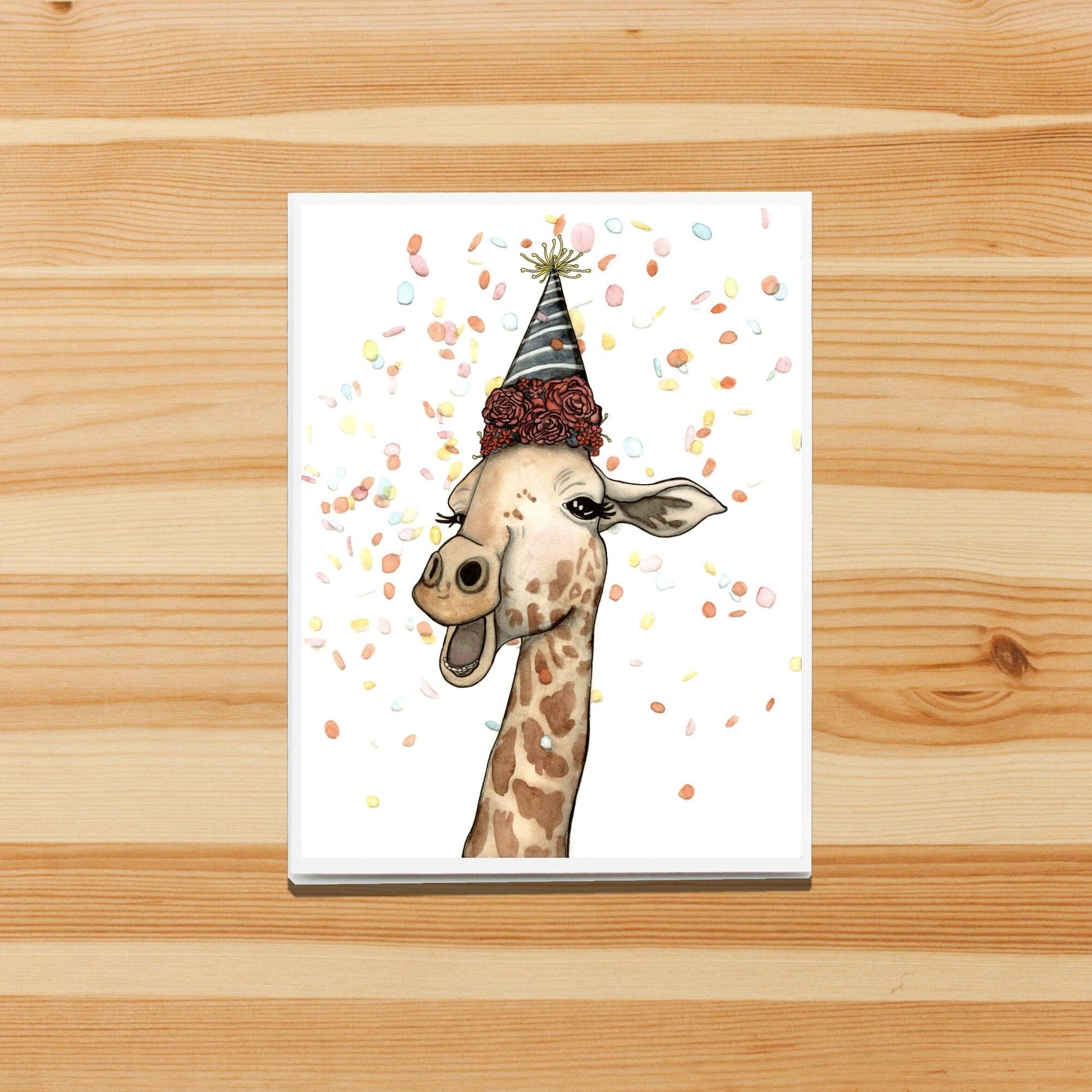 PinkPolish Design Note Cards "Giraffe Celebration" Handmade Notecard