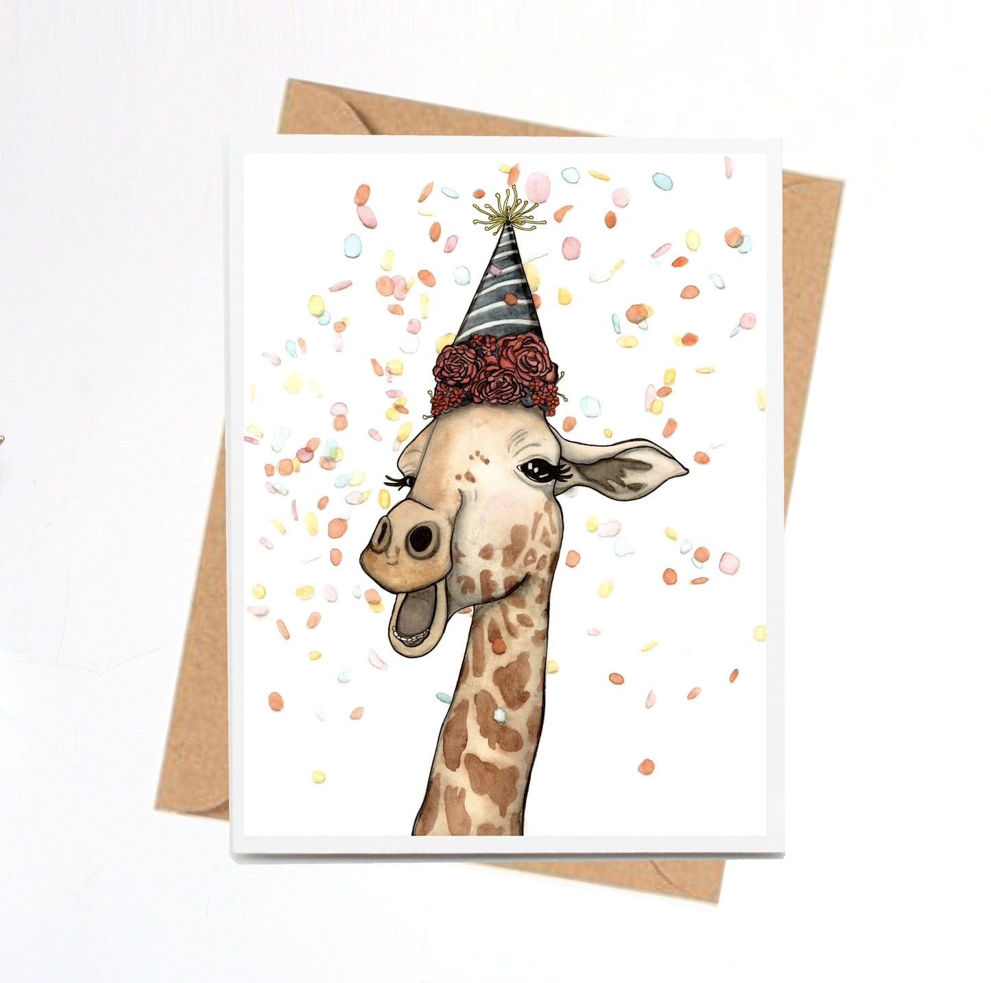 PinkPolish Design Note Cards "Giraffe Celebration" Handmade Notecard