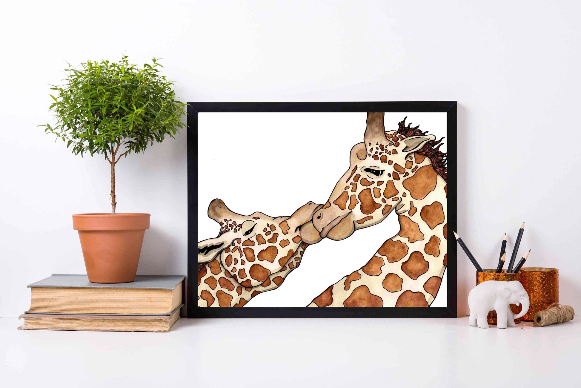 PinkPolish Design Art Prints "Giraffe Love" Watercolor Painting: Art Print