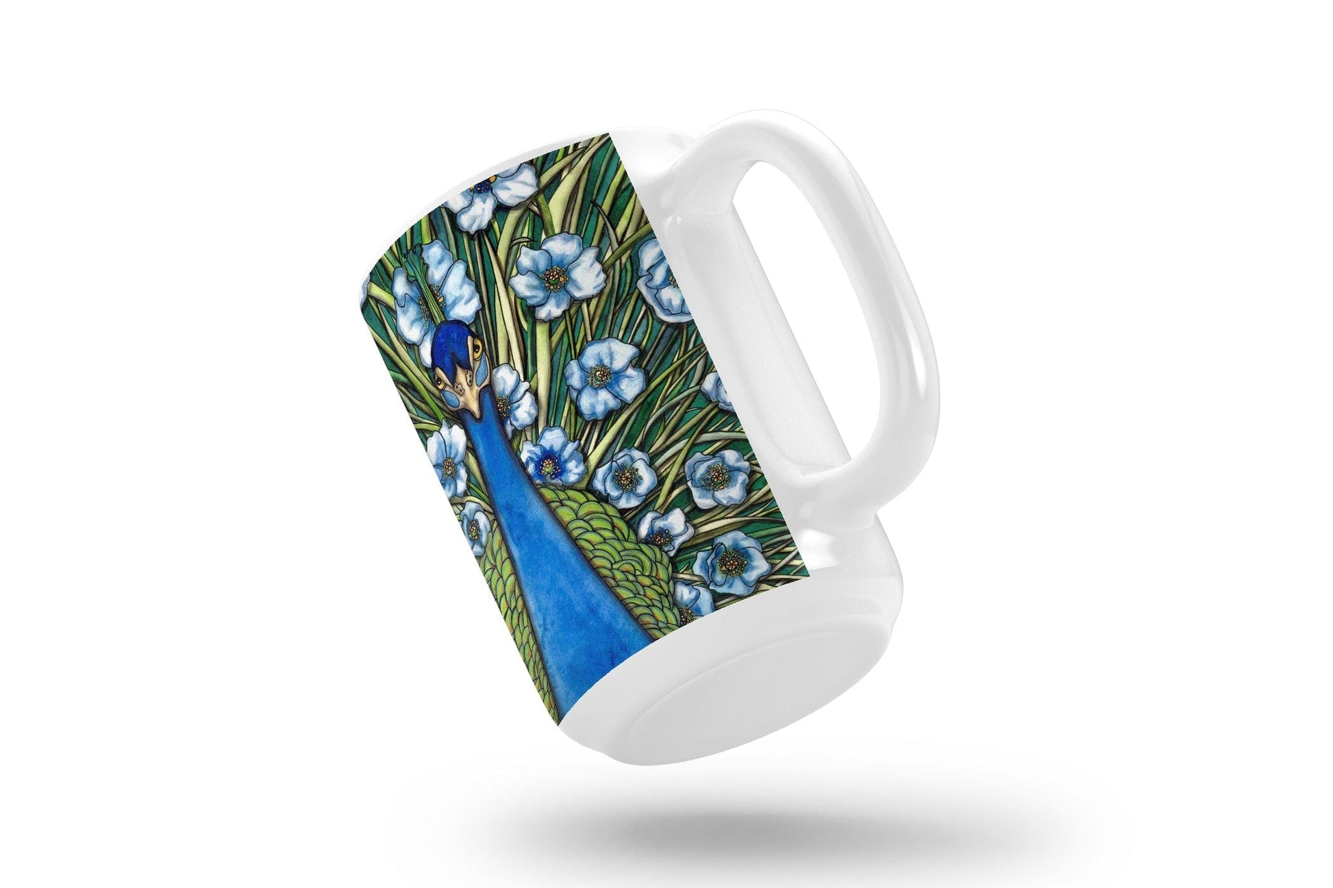 PinkPolish Design Coasters "Grande Peacock Fleur" 15oz Mug