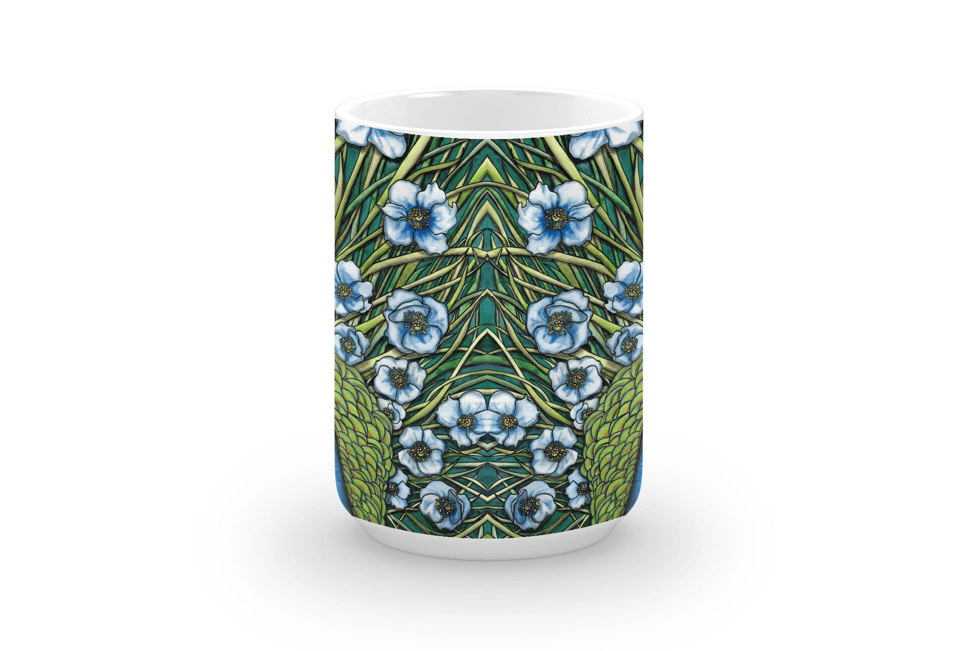 PinkPolish Design Coasters "Grande Peacock Fleur" 15oz Mug