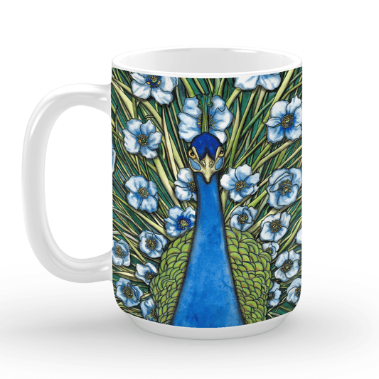 PinkPolish Design Coasters "Grande Peacock Fleur" 15oz Mug