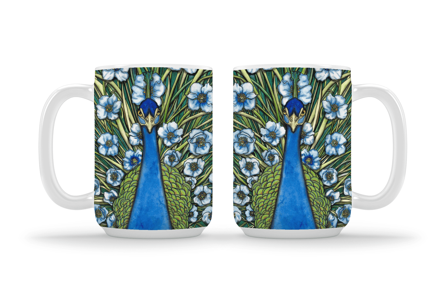 PinkPolish Design Coasters "Grande Peacock Fleur" 15oz Mug