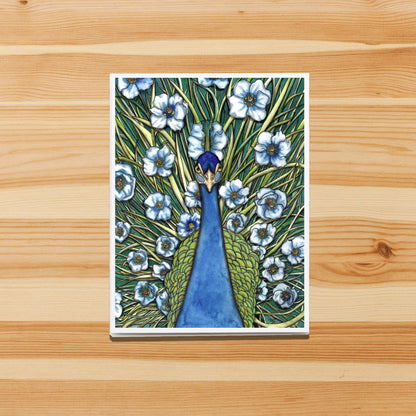PinkPolish Design Note Cards "Grande Peacock Fleur" Handmade Notecard