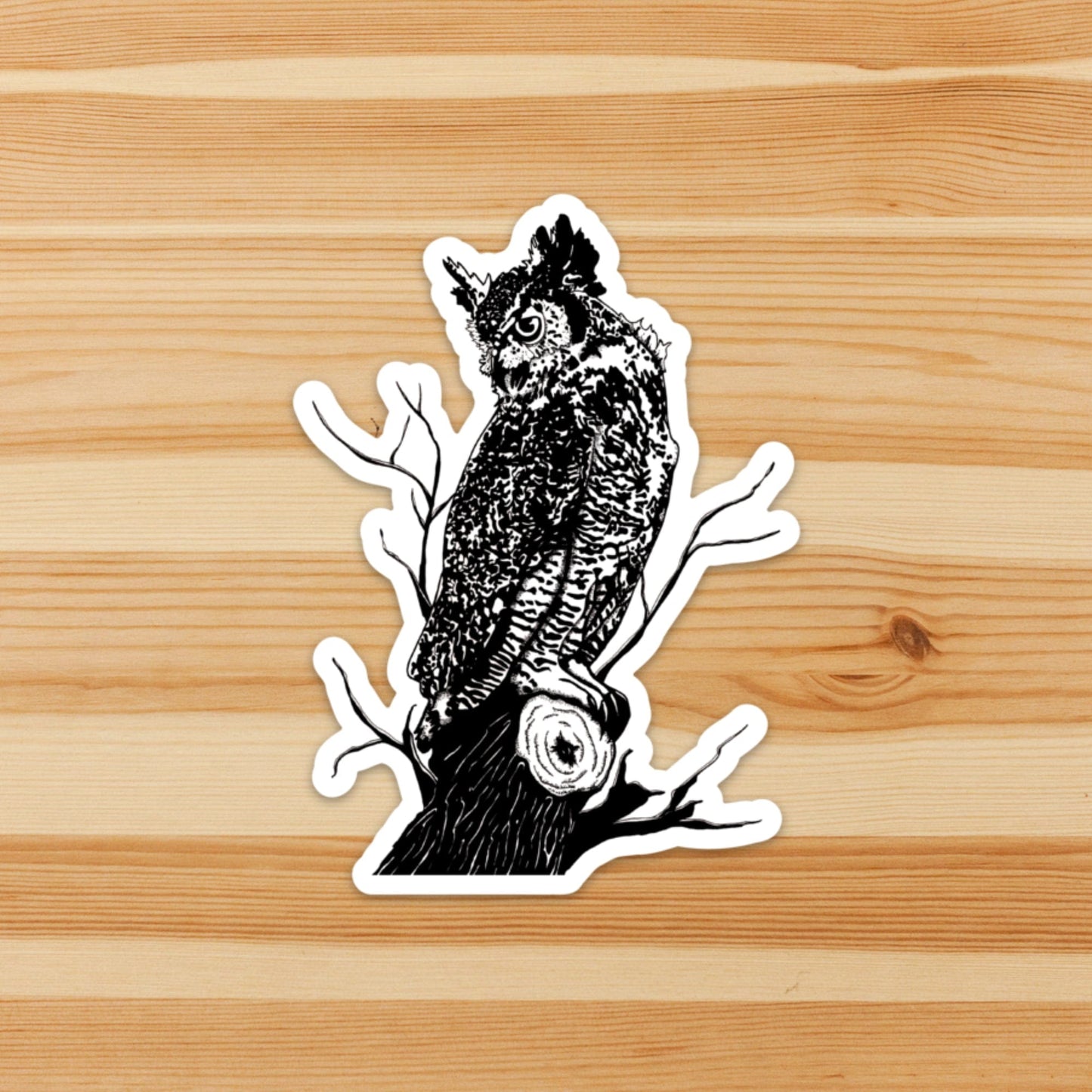 PinkPolish Design Stickers "Great Horned Owl" Vinyl Die Cut Sticker