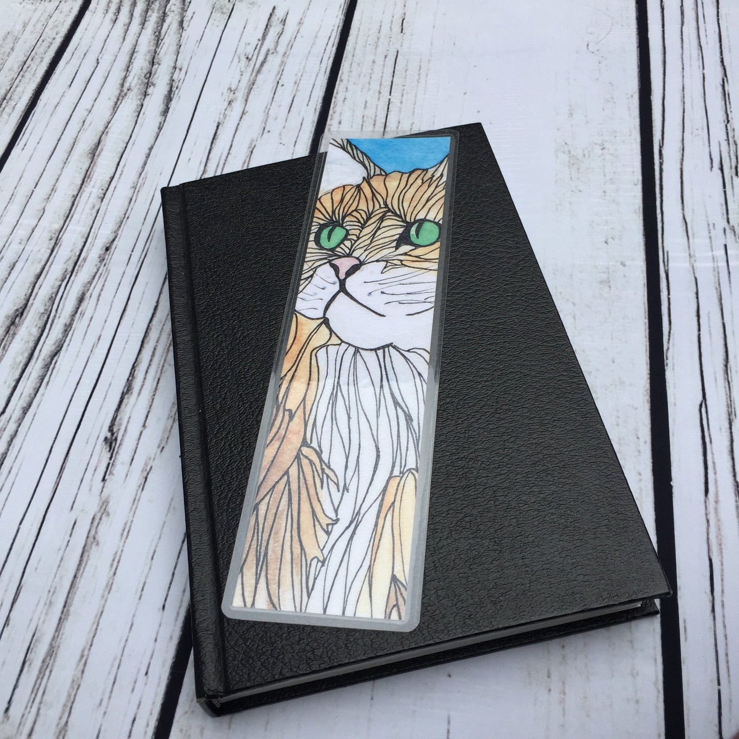 PinkPolish Design Bookmarks "Green Eyed Cat" 2-Sided Bookmark