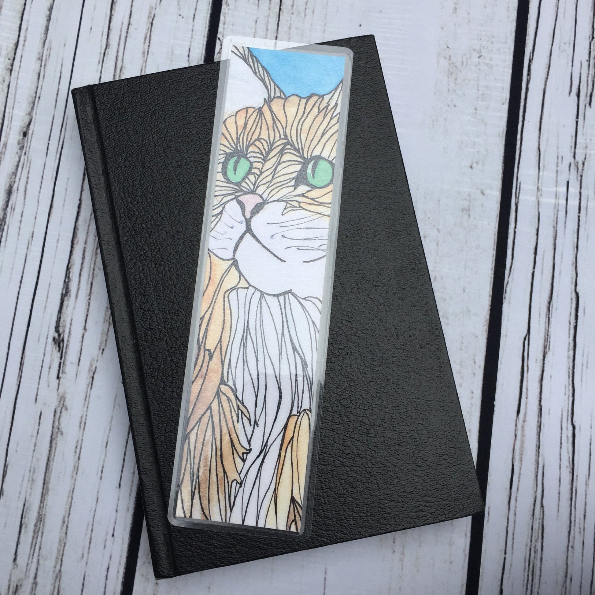 PinkPolish Design Bookmarks "Green Eyed Cat" 2-Sided Bookmark