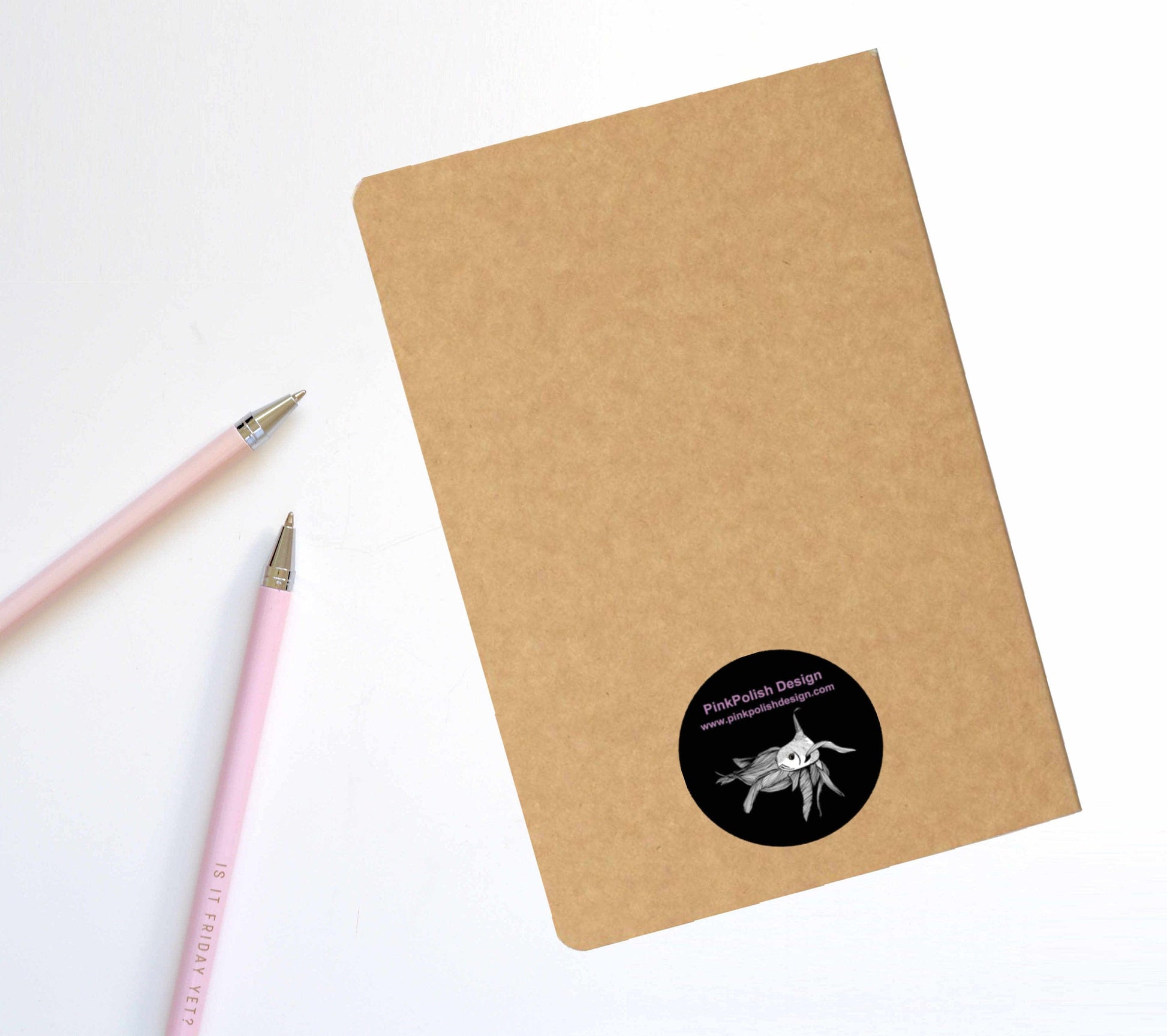 PinkPolish Design Notebook "Green Eyed Cat" Pet Inspired Notebook / Sketchbook / Journal