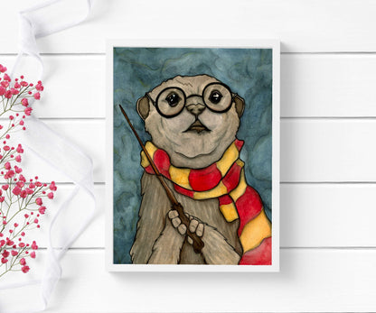 PinkPolish Design Art Prints 5x7 "Harry Otter" Watercolor Painting: Art Print