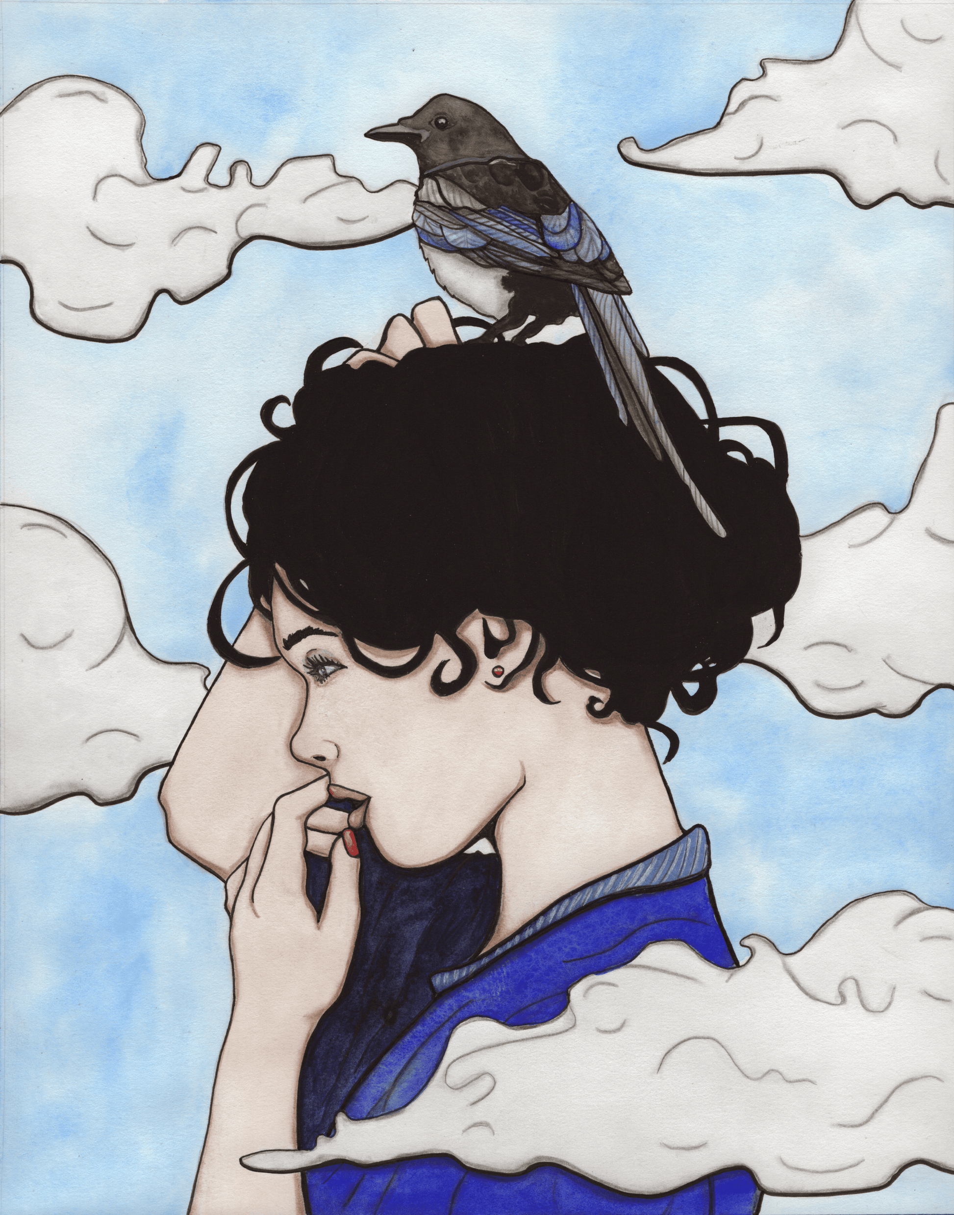 PinkPolish Design Art Prints "Head in the Clouds"  Watercolor Painting: Art Print