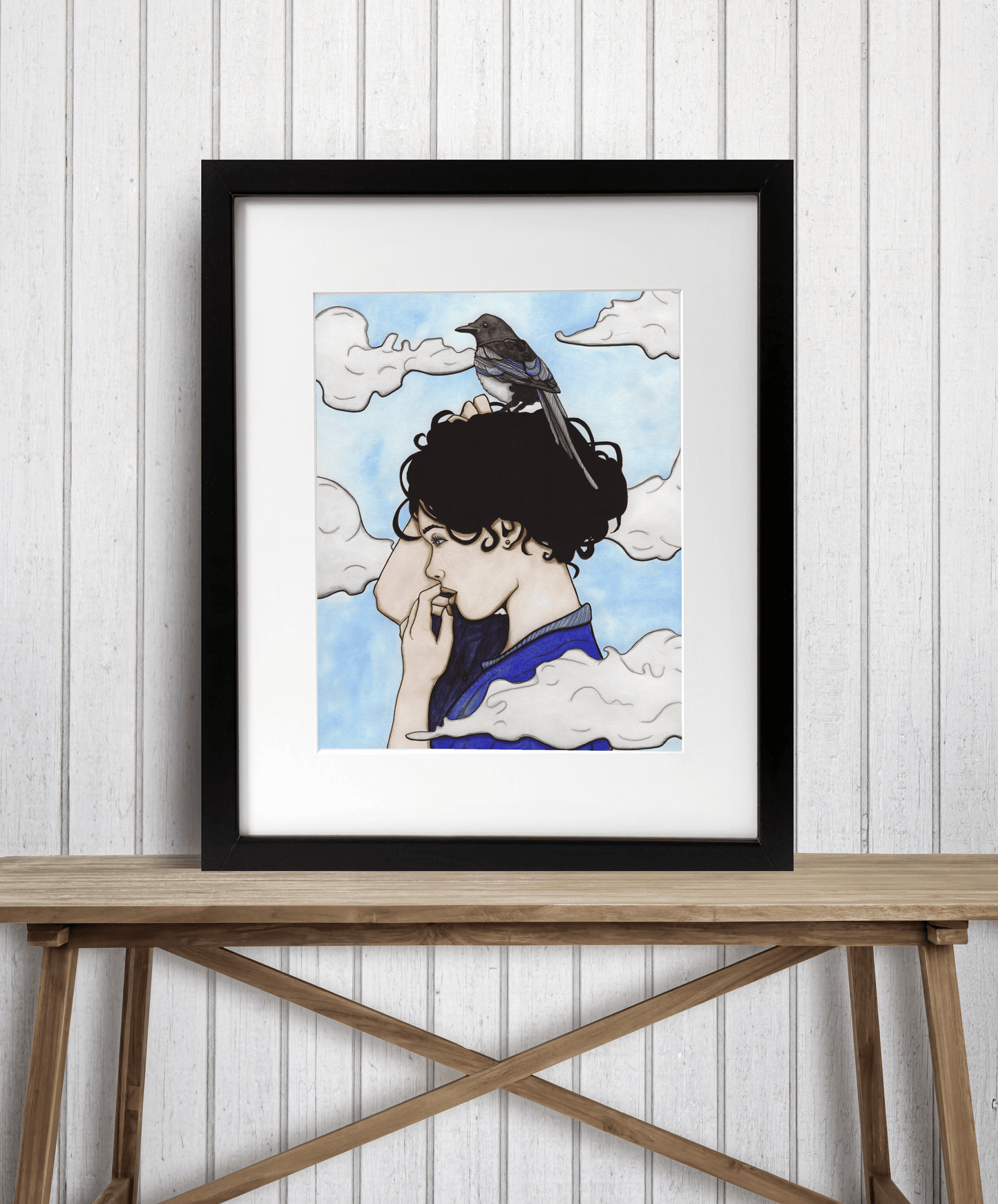 PinkPolish Design Art Prints "Head in the Clouds"  Watercolor Painting: Art Print