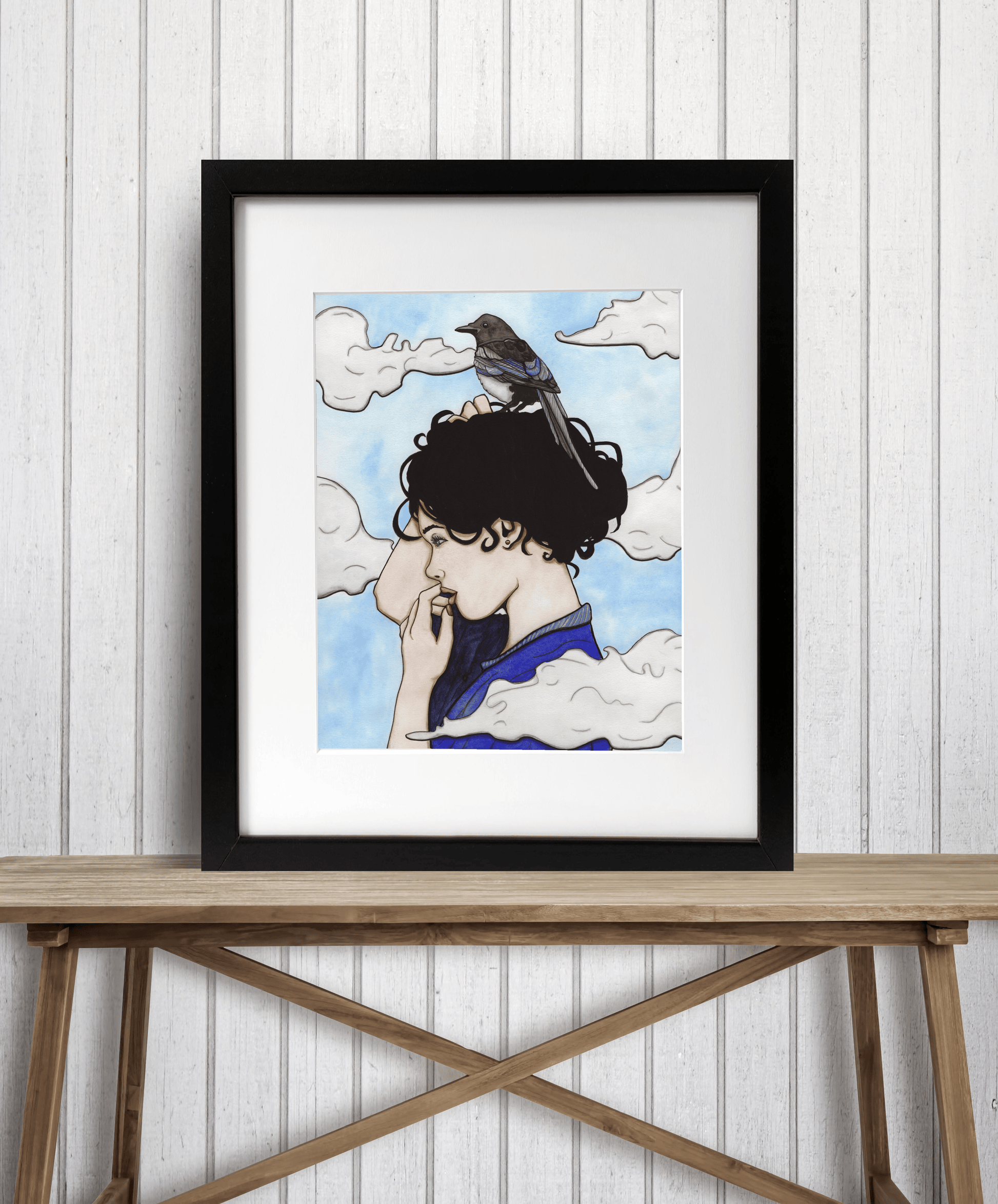 PinkPolish Design Art Prints "Head in the Clouds"  Watercolor Painting: Art Print