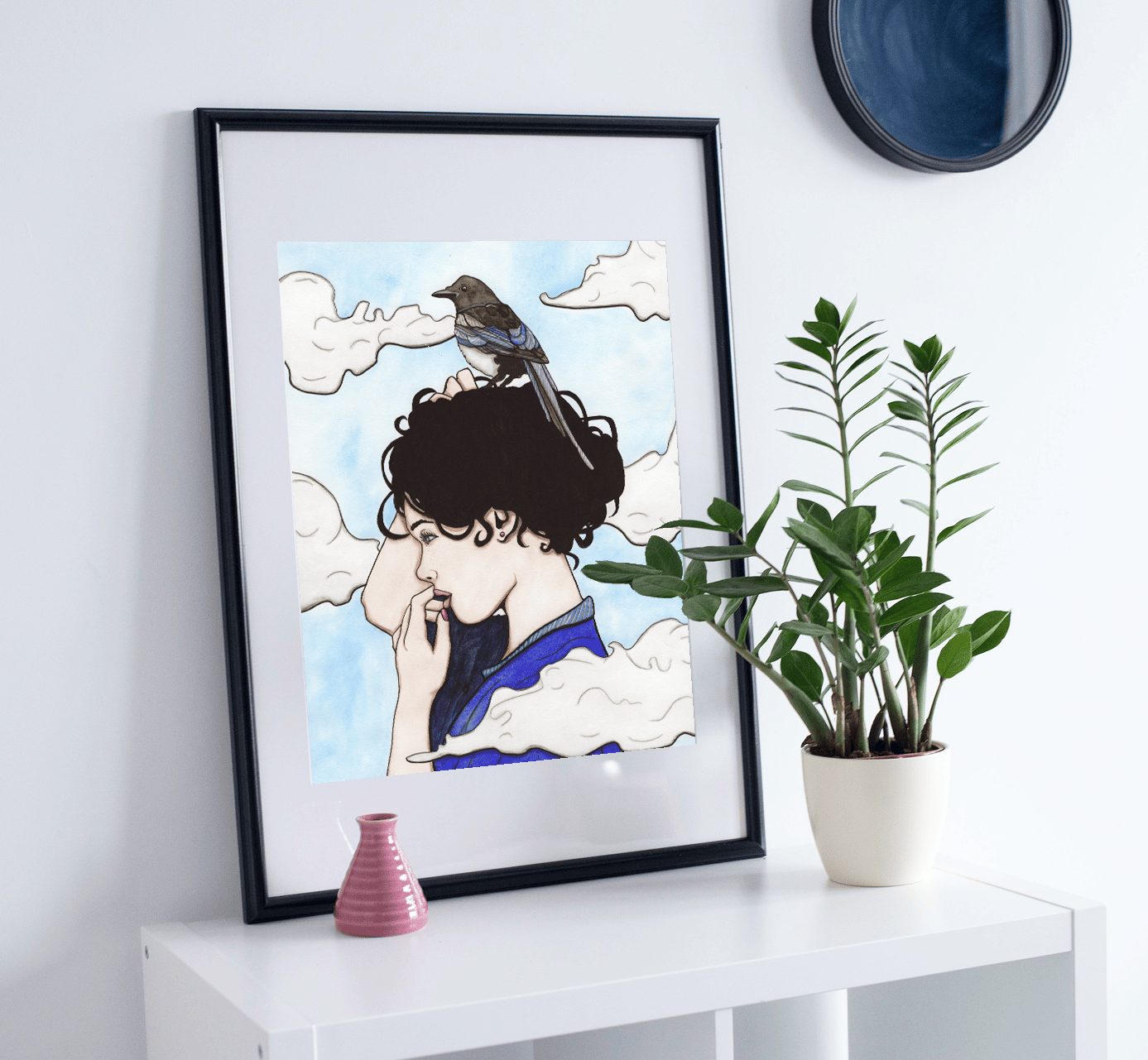PinkPolish Design Art Prints "Head in the Clouds"  Watercolor Painting: Art Print