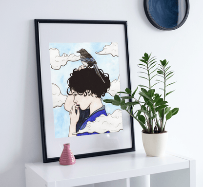 PinkPolish Design Art Prints "Head in the Clouds"  Watercolor Painting: Art Print