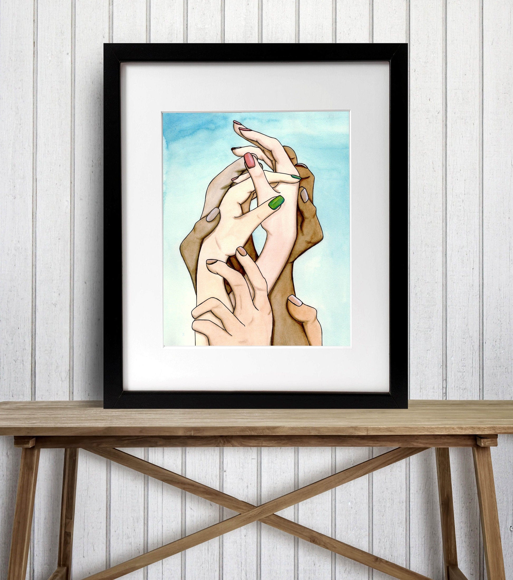 PinkPolish Design Posters, Prints, & Visual Artwork "Helping Hands" Watercolor Painting: Art Print