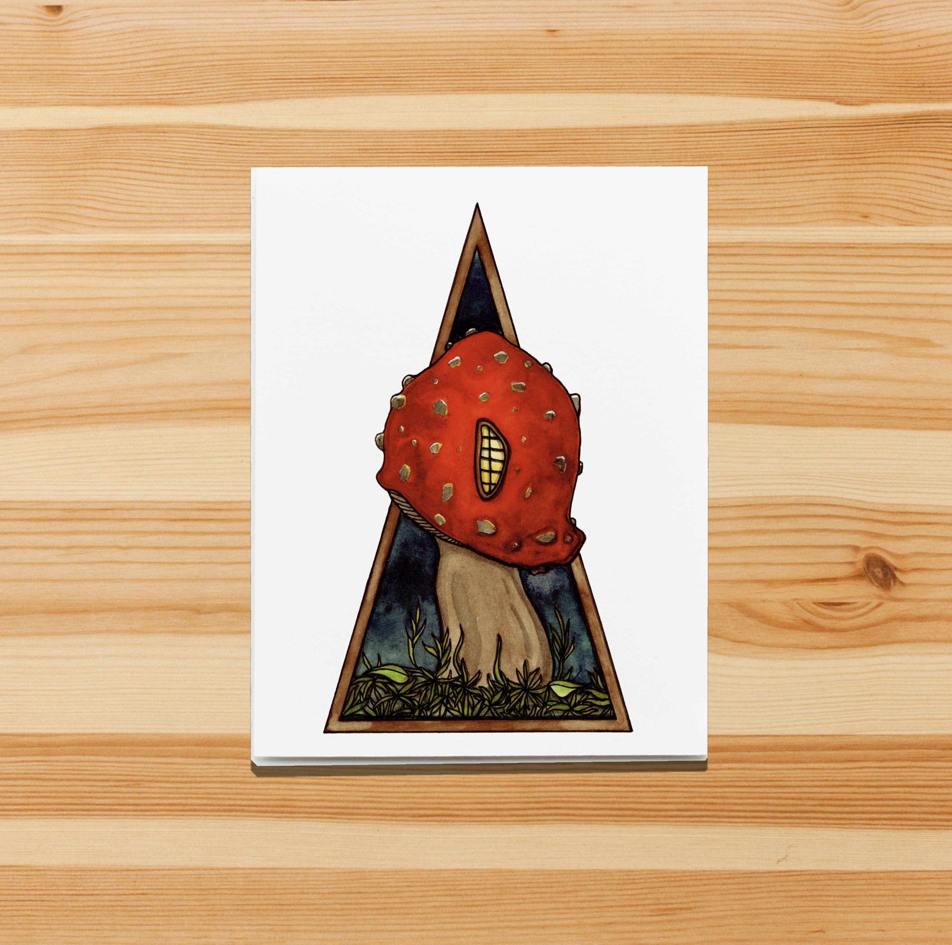 PinkPolish Design Note Cards "Home Sweet Mushroom" Handmade Notecard
