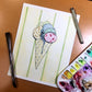 PinkPolish Design Original Art "Ice Cream" Confection Inspired Original Watercolor & Ink Illustration