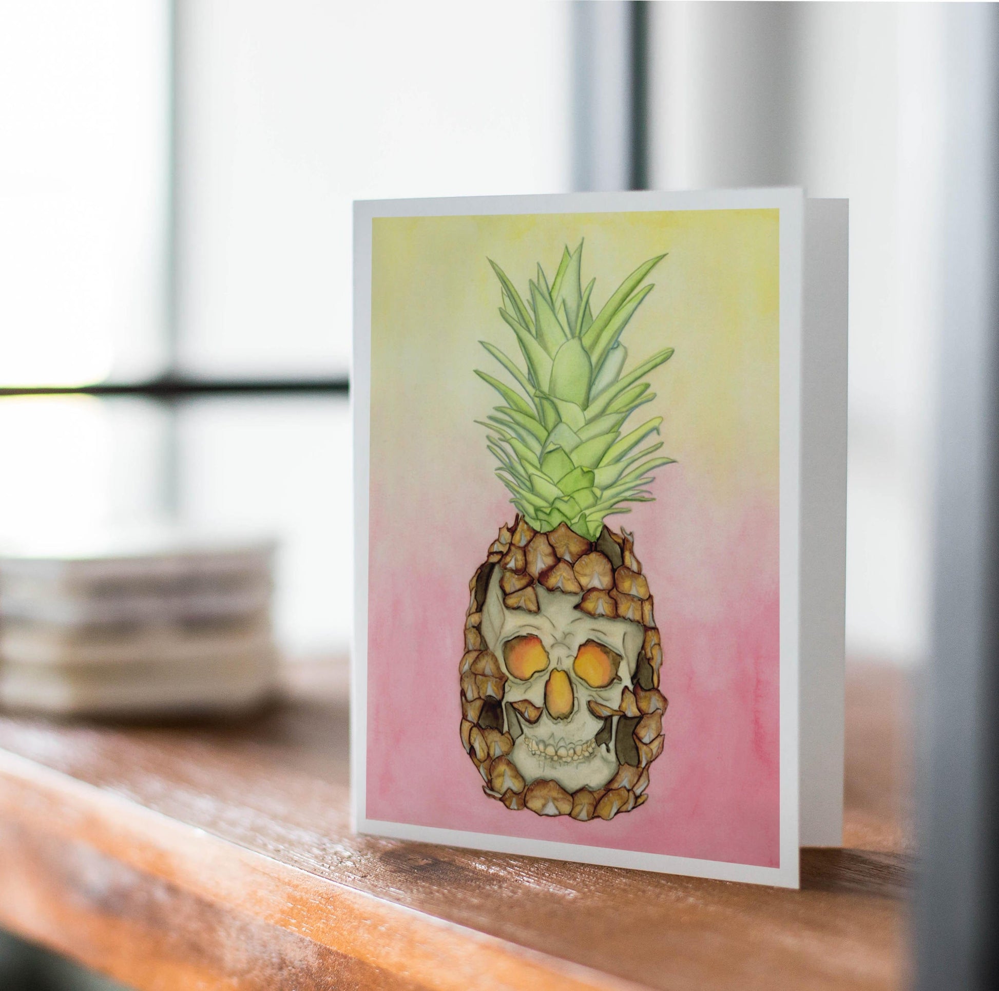 PinkPolish Design Note Cards "Jack-O-Pineapple" Handmade Notecard