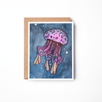 PinkPolish Design Note Cards "Jellyfish #1" Handmade Notecard