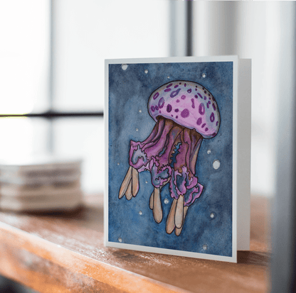 PinkPolish Design Note Cards "Jellyfish #1" Handmade Notecard