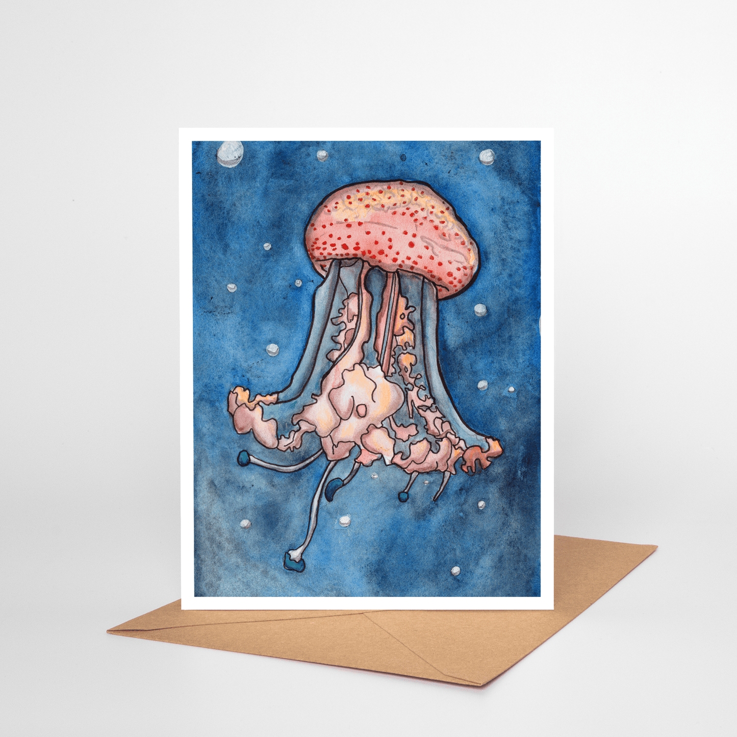 PinkPolish Design Note Cards "Jellyfish #3" Handmade Notecard