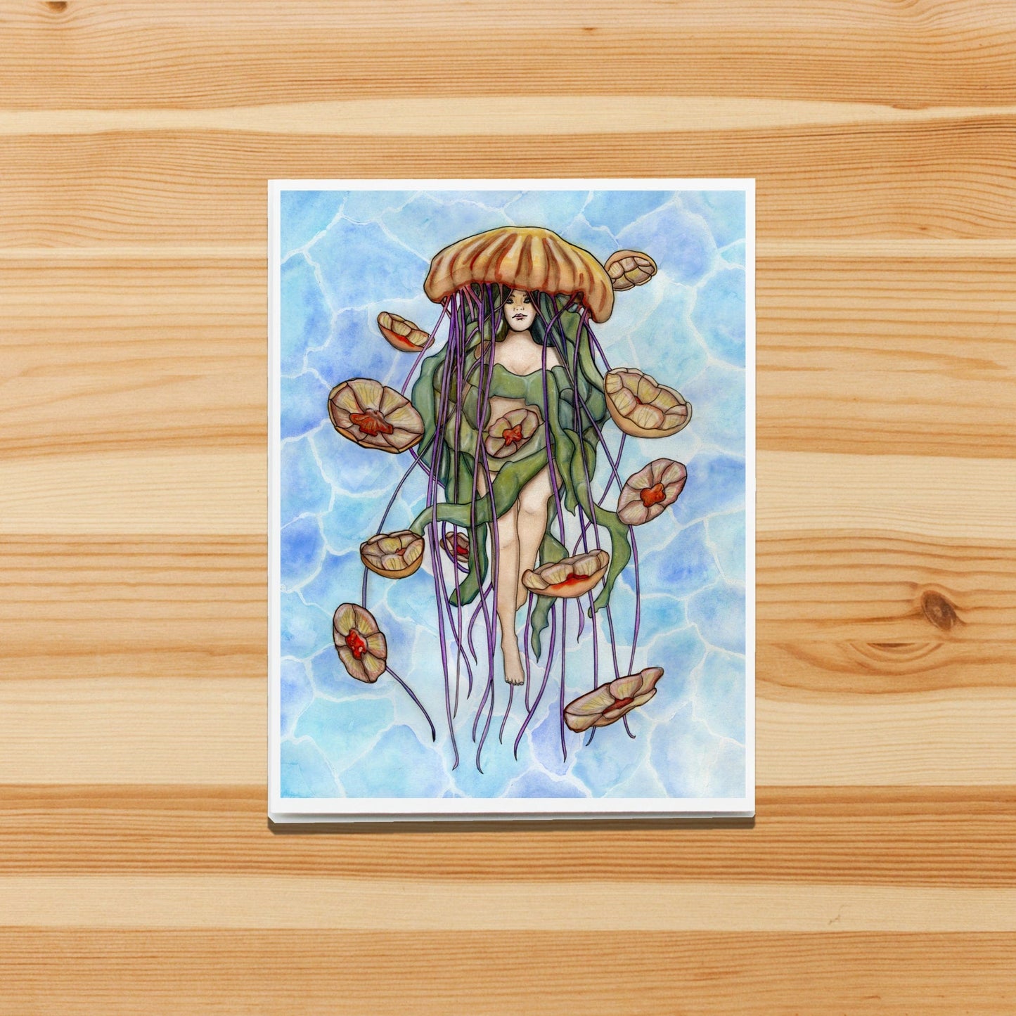 PinkPolish Design Note Cards "Jellyfish Queen" Handmade Notecard