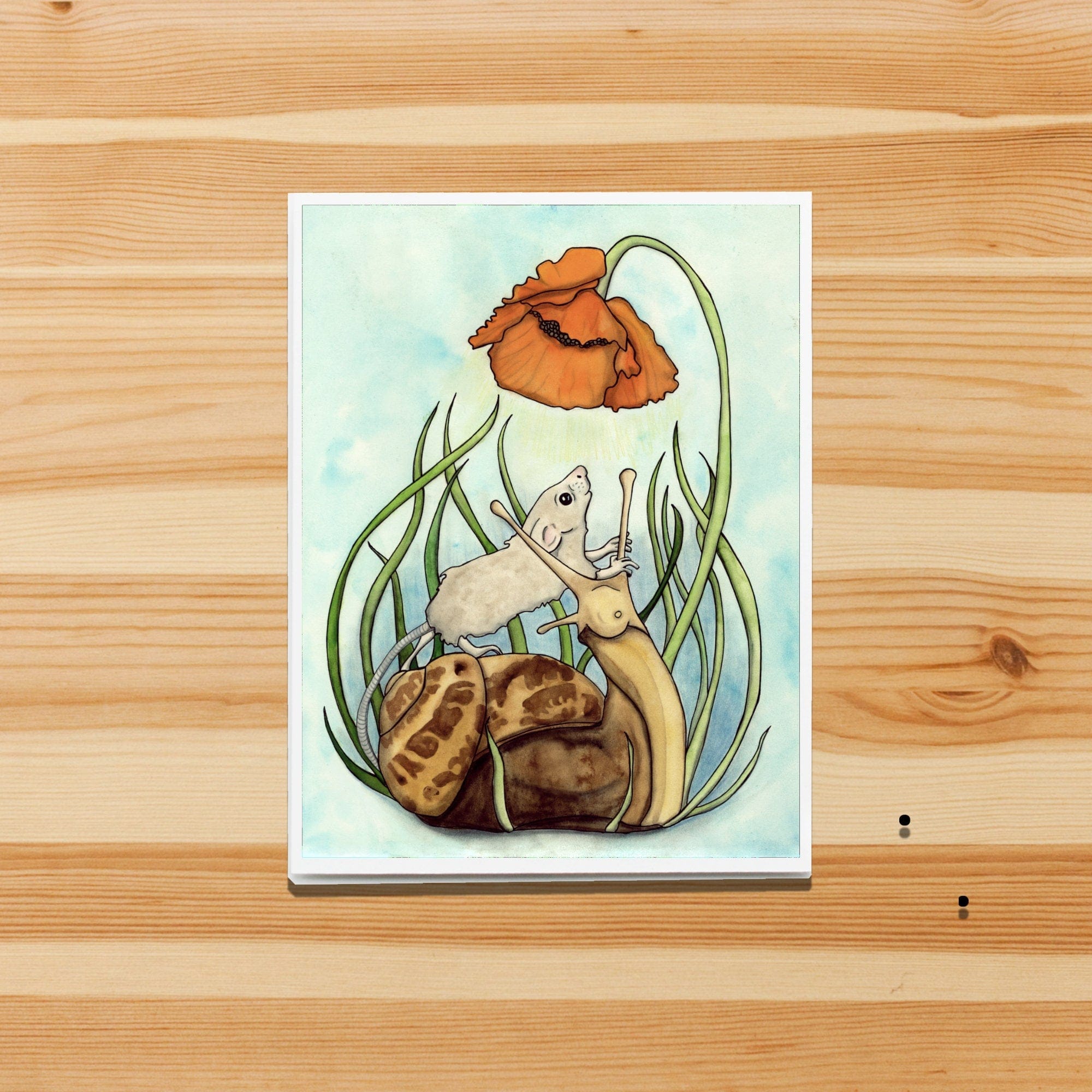 Snail Surprise Handmade Notecard – PinkPolish Design