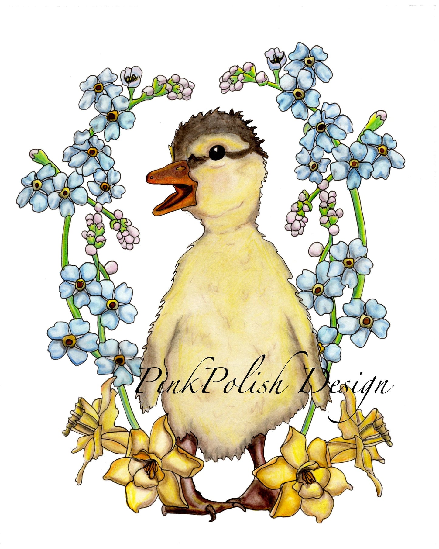 PinkPolish Design Art Prints "Just Ducky"  Watercolor Painting: Art Print