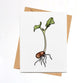 PinkPolish Design Note Cards "Kidney Bean Sprout" Handmade Notecard