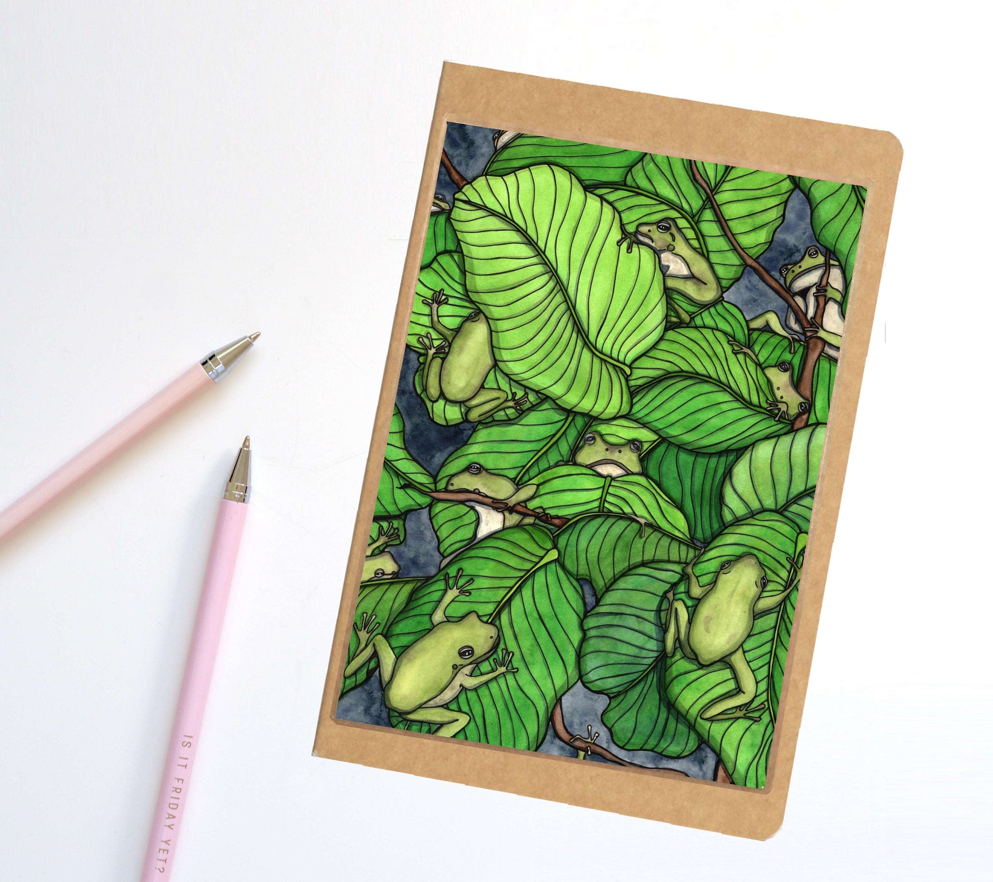 PinkPolish Design Notebook "Knot of Frogs" Tree Frog Inspired Notebook / Sketchbook / Journal