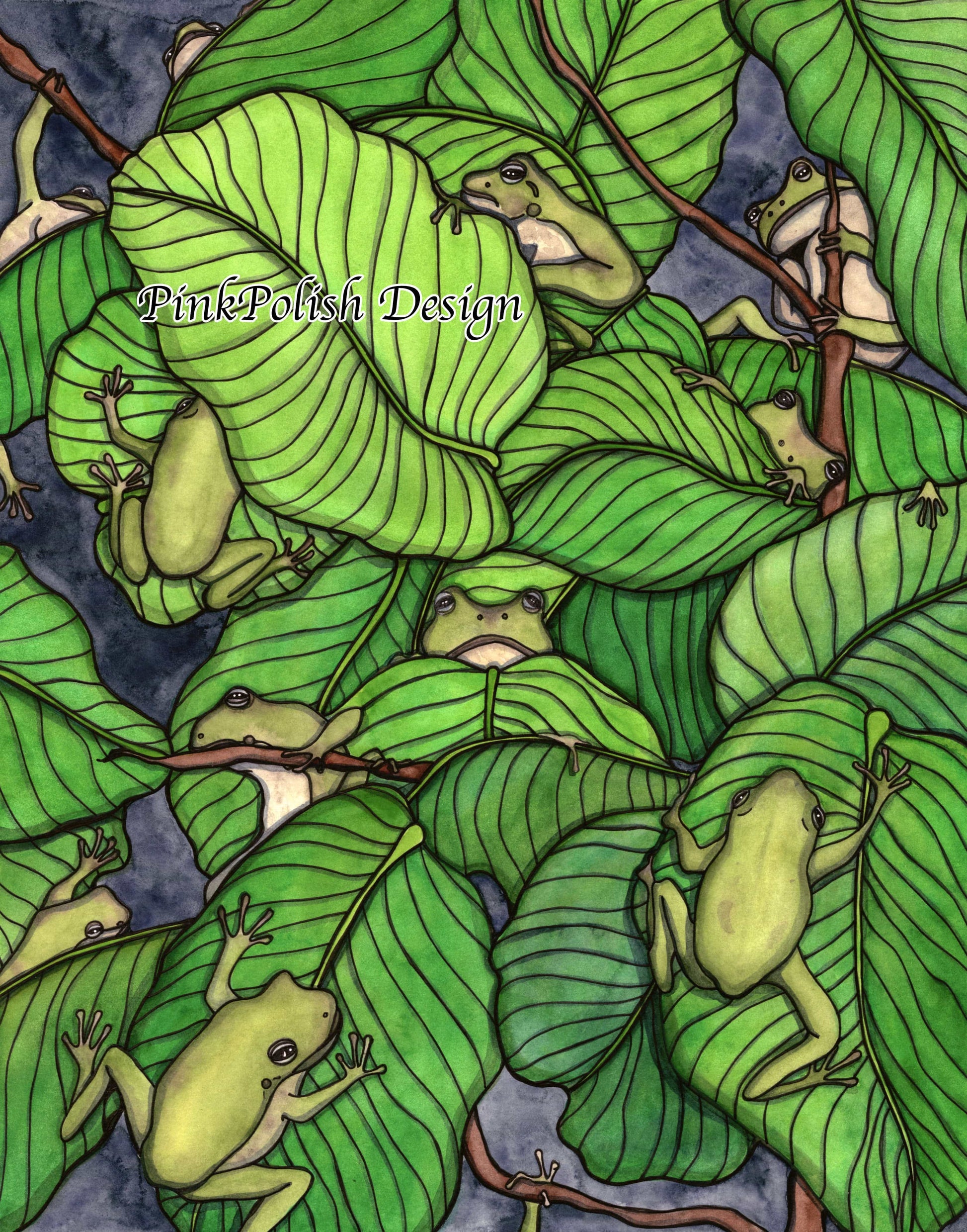 PinkPolish Design Art Prints "Knot of Frogs"  Watercolor Painting: Art Print