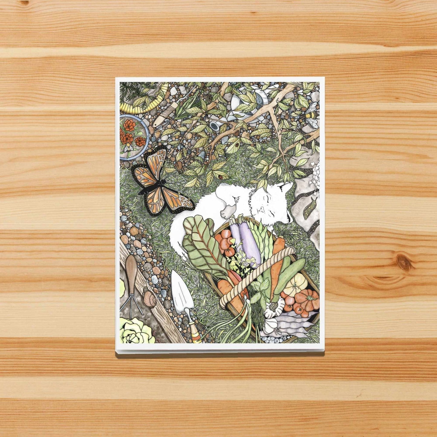 PinkPolish Design Note Cards "Lazy Garden Days" Handmade Notecard