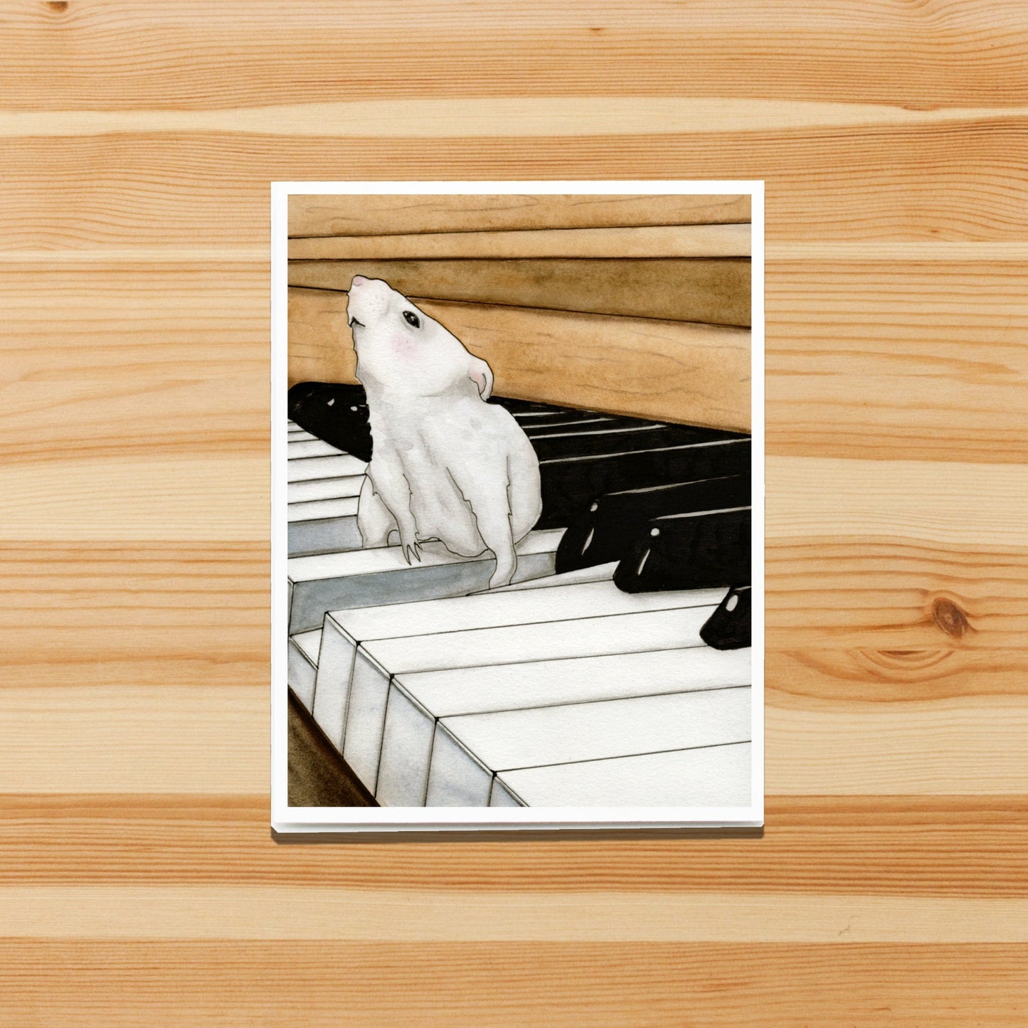 PinkPolish Design Note Cards "Little Pianist" Handmade Notecard