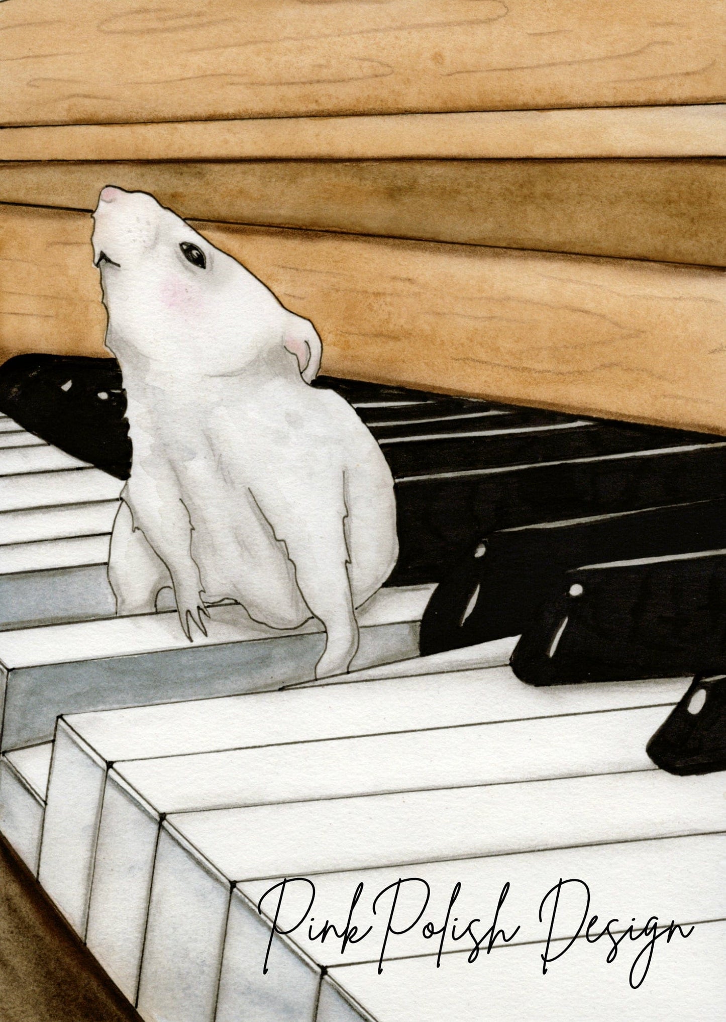 PinkPolish Design Art Prints "Little Pianist" Watercolor Painting: Art Print