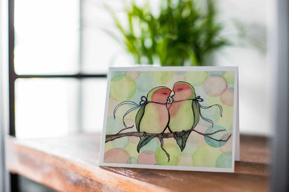 PinkPolish Design Note Cards "Love Birds" Handmade Notecard