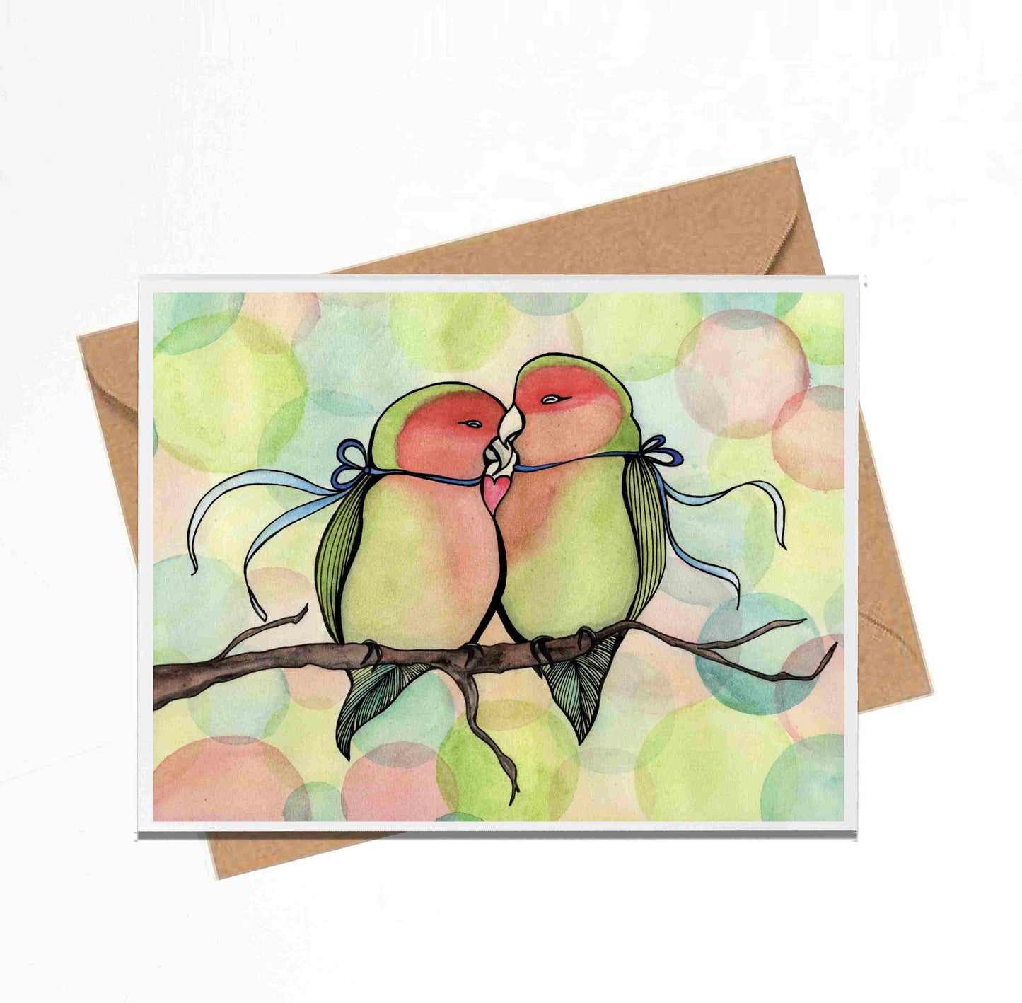 PinkPolish Design Note Cards "Love Birds" Handmade Notecard