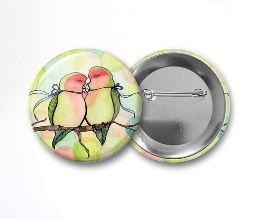 PinkPolish Design Buttons "Love Birds" Pin Back Button, 2.25 Inch