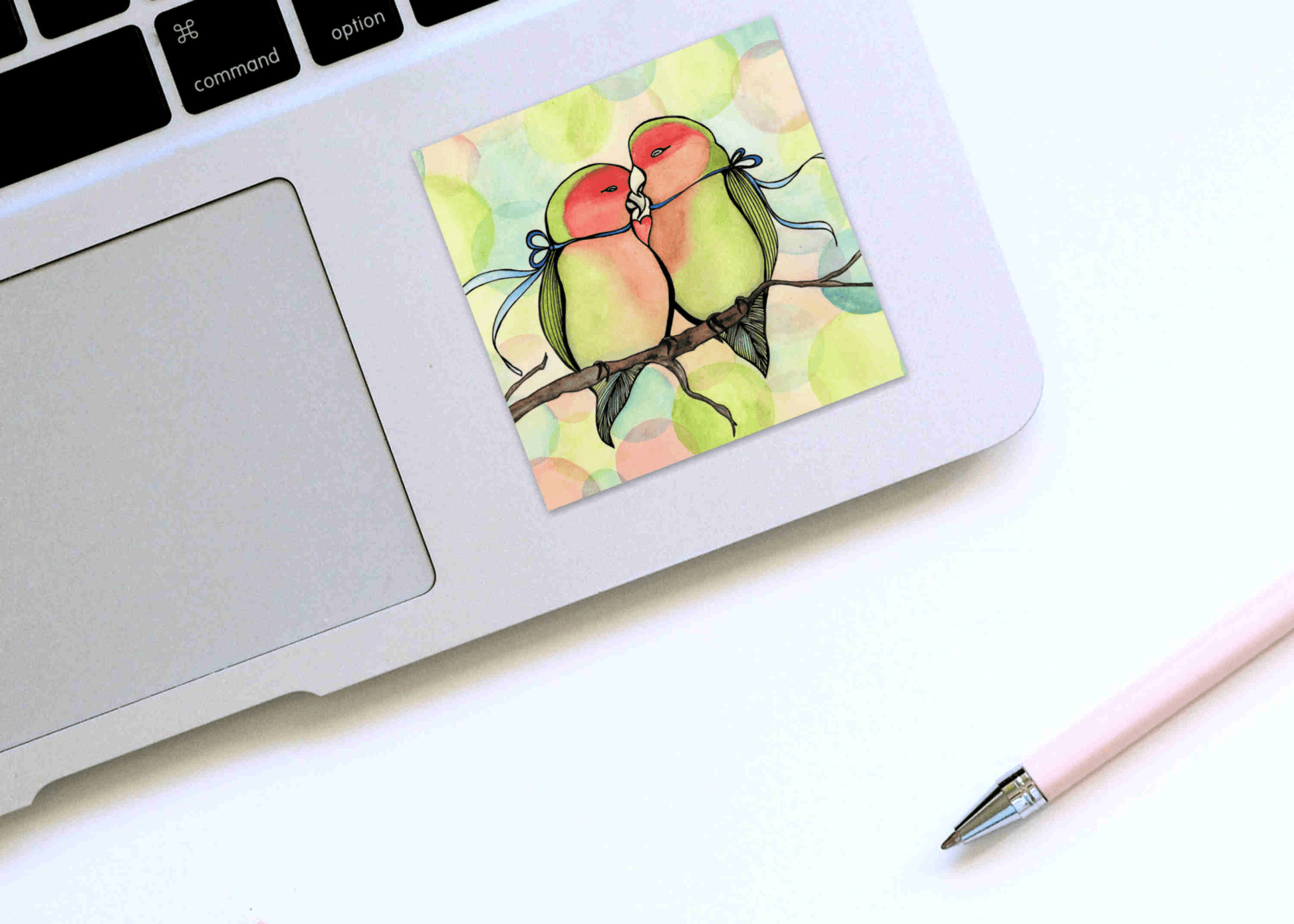 PinkPolish Design Stickers "Love Birds" Square Vinyl Sticker