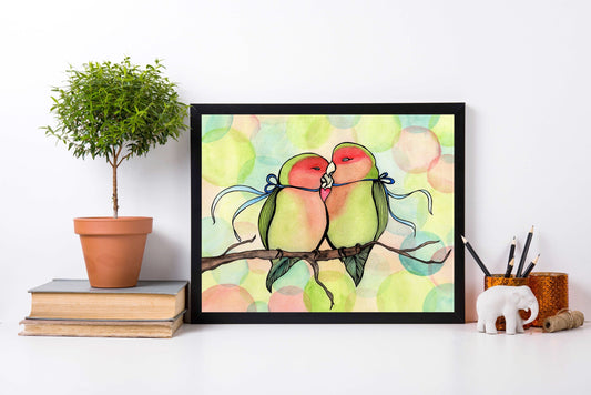 PinkPolish Design Art Prints "Love Birds"  Watercolor Painting: Art Print