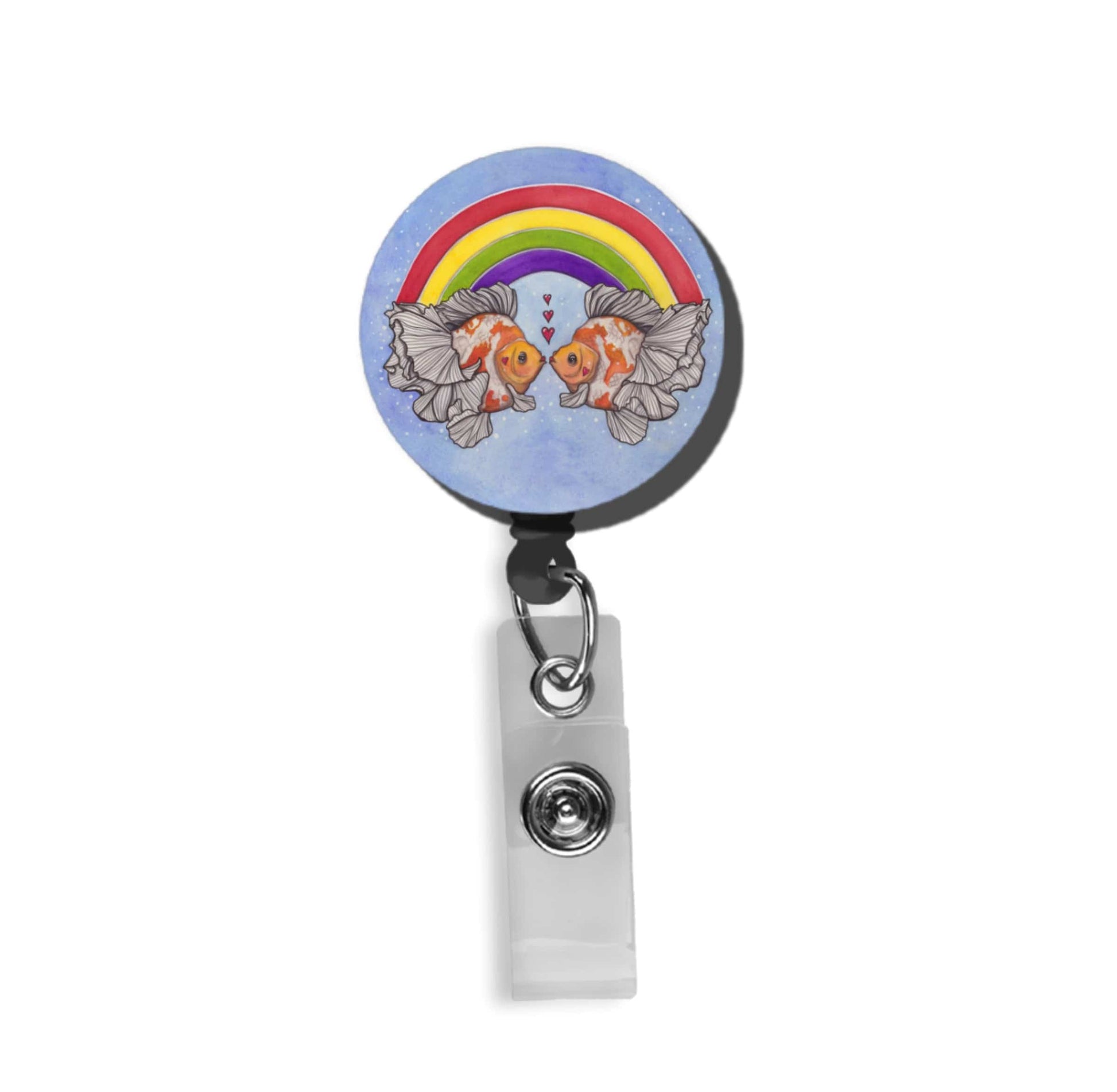 fish badge reels "Love Fish" Retractable Badge Reel