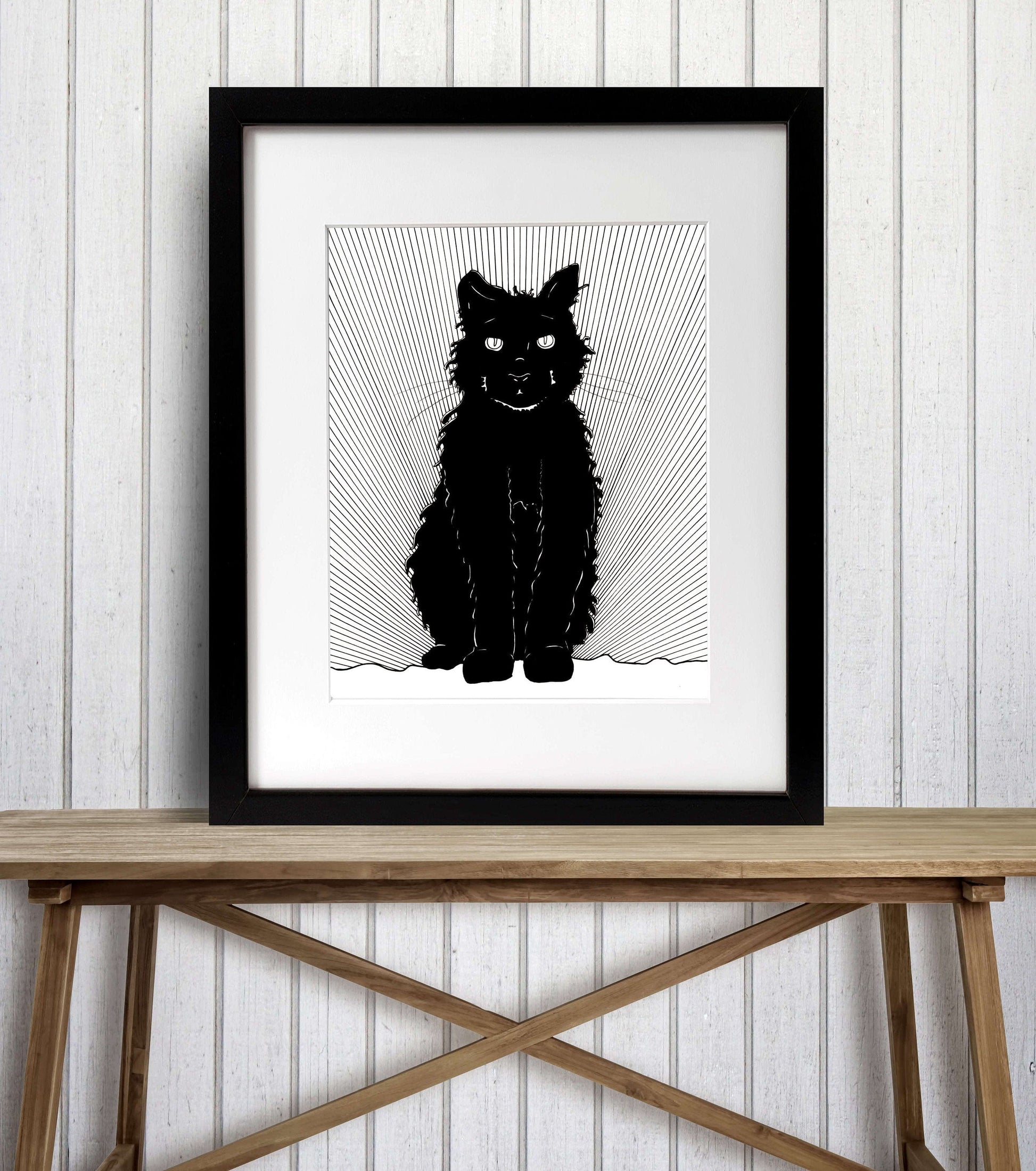 PinkPolish Design Art Prints "Luna Cat" Ink Drawing: Art Print