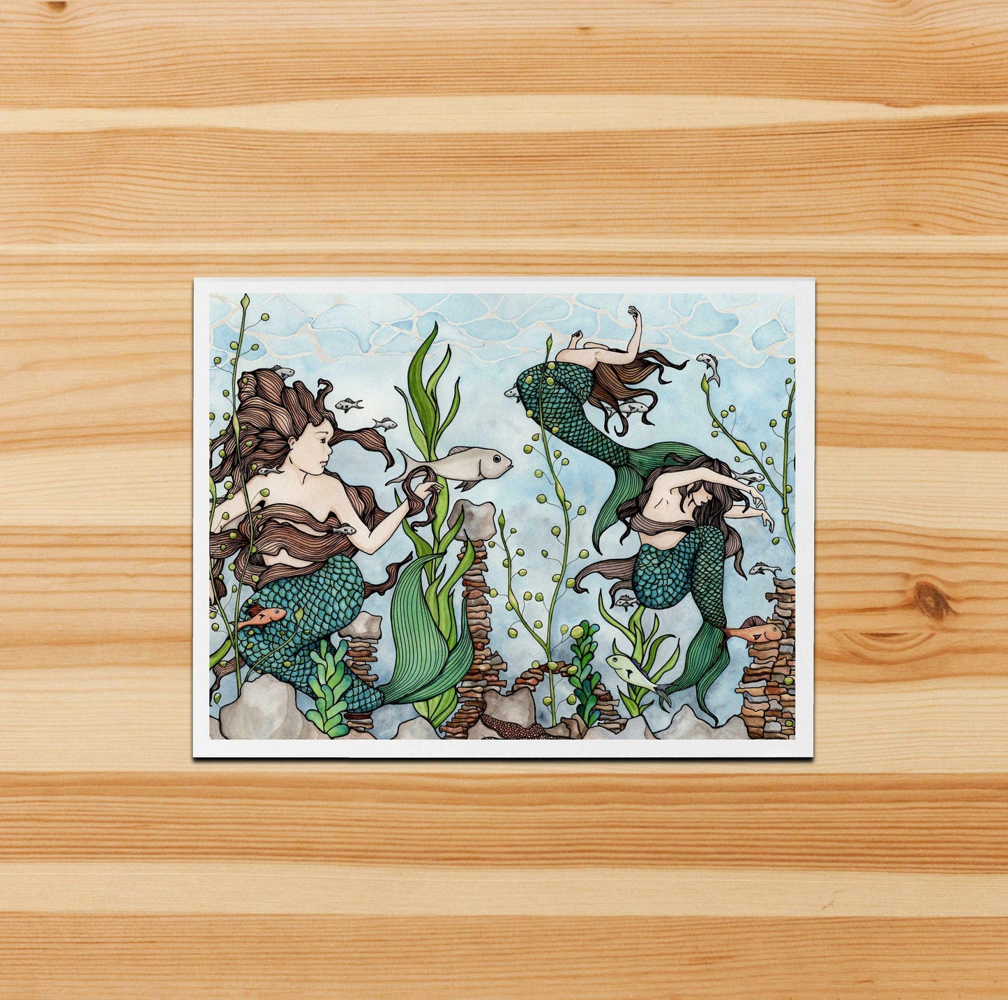 PinkPolish Design Note Cards "Mermaid Cove" Handmade Notecard