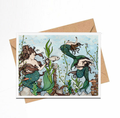 PinkPolish Design Note Cards "Mermaid Cove" Handmade Notecard