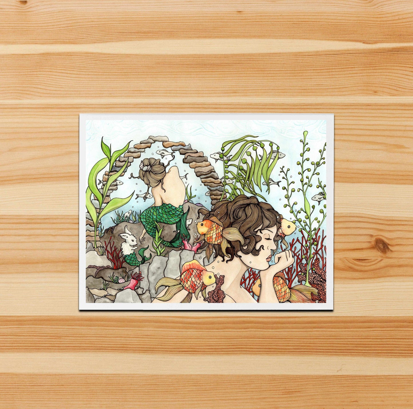 PinkPolish Design Note Cards "Mermaid Daydream" Handmade Notecard