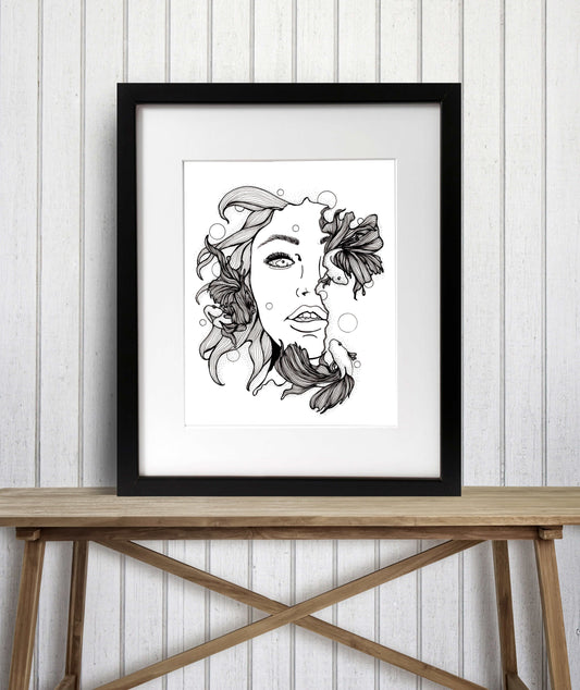 PinkPolish Design Art Prints "Mindless" Ink Drawing: Art Print