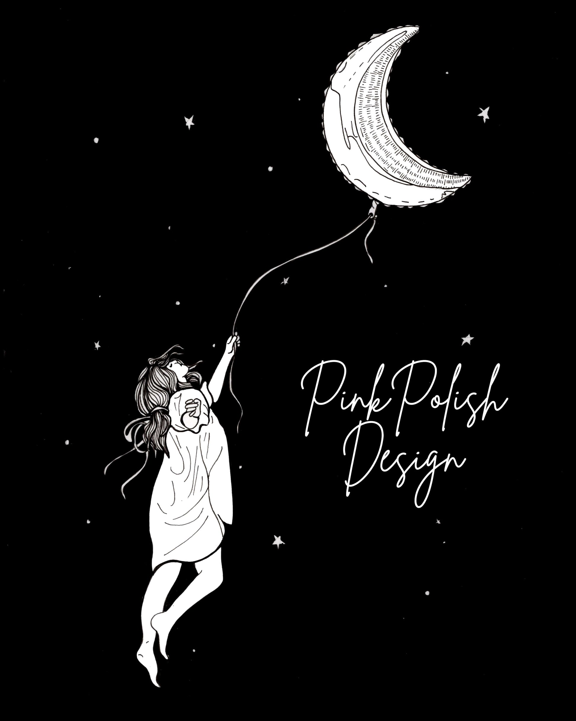 PinkPolish Design Art Prints "Moon" Ink Drawing: Art Print