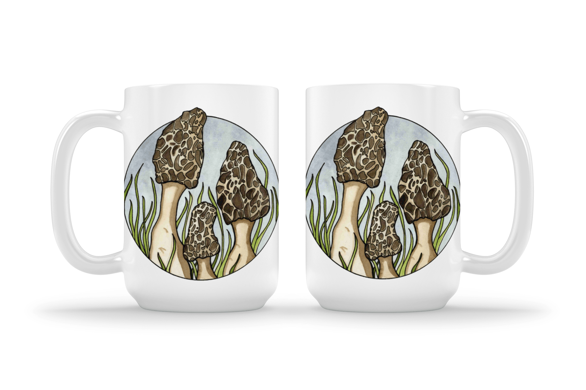 PinkPolish Design Coasters "Morel Mushrooms" 15oz Mug